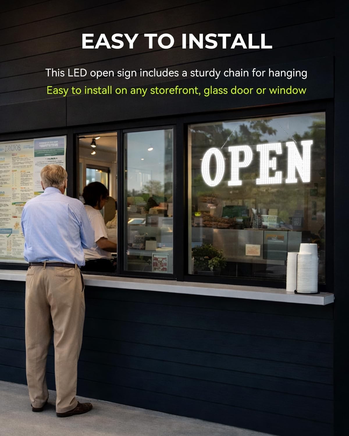 40″x14″ LED Open Sign, Extra Bright Jumbo for Business High Visibility – Window
