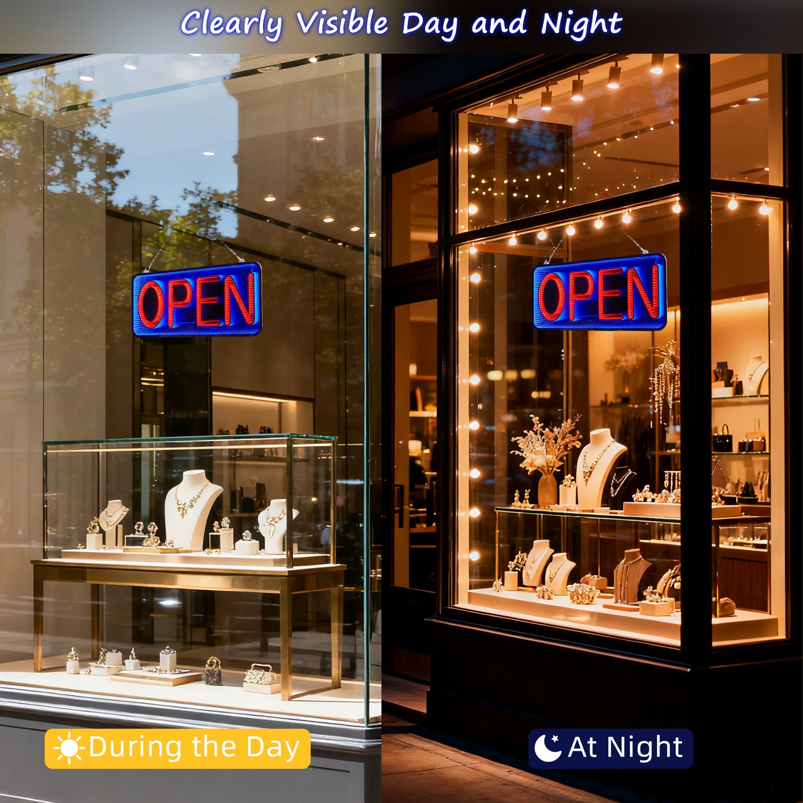 Open & Closed Neon Signs Double-Sided 3D Mirror LED Hanging Billboard Store Bar