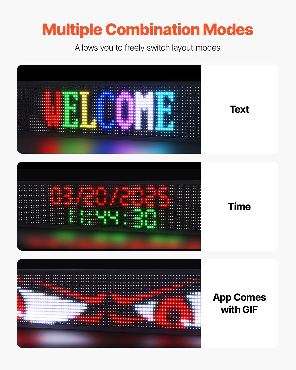 P10 Full-color Programmable LED Sign 52x8in Digital Scrolling Message Board