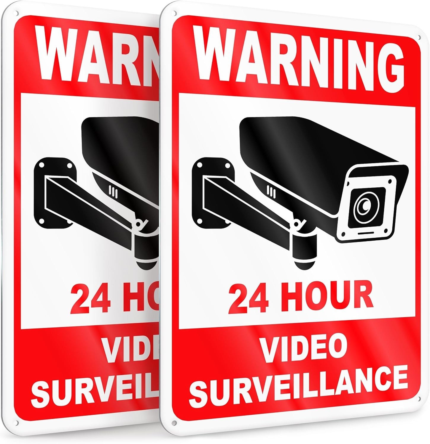 2 PC Video Surveillance Sign – 10×7 Aluminum Smile Your on Camera Signs – 24