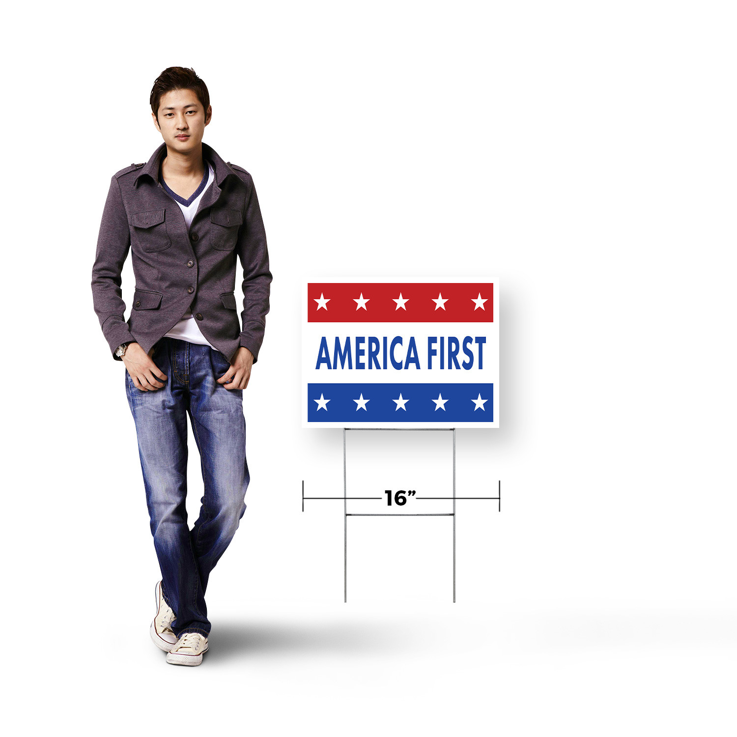 America First Yard Sign Patriotic Slogan, National Pride, Outdoor Use