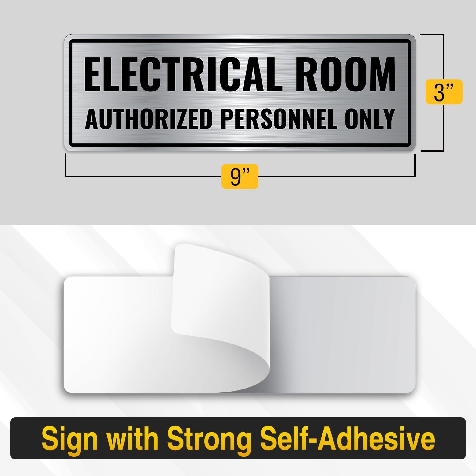 1 PCS Electrical Room Sign 9×3 Inch Brushed Silver Aluminum Utility Wall Door