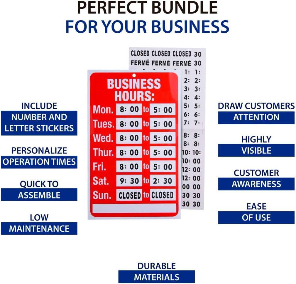 Open Signs for Business, Bundle of Office Hours Sign Will Return Clock with S…