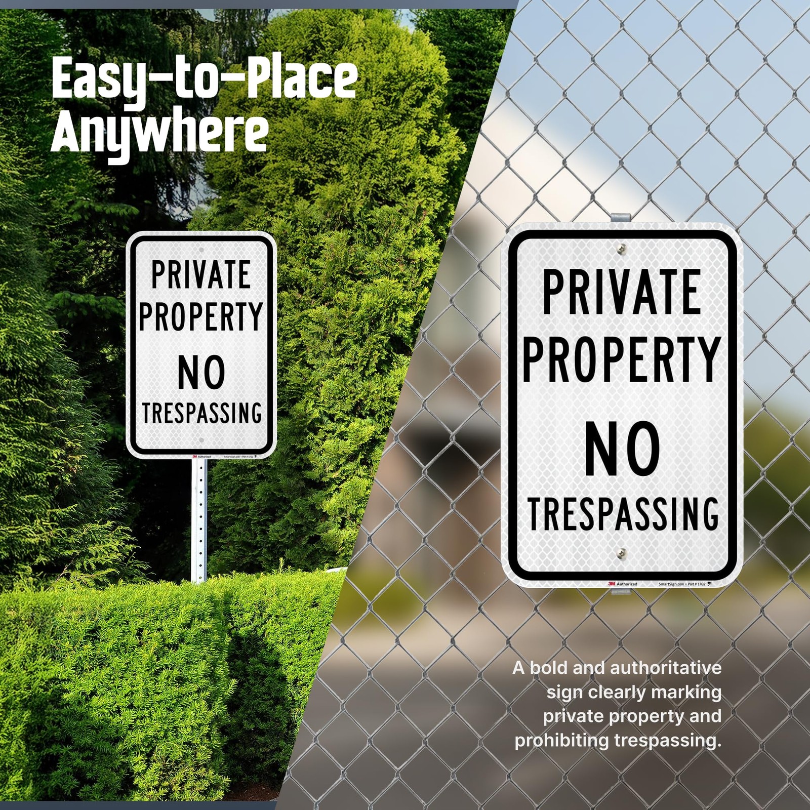 No Trespassing Signs Private Property, 12 x 18 Inches 3M High Intensity Grade…