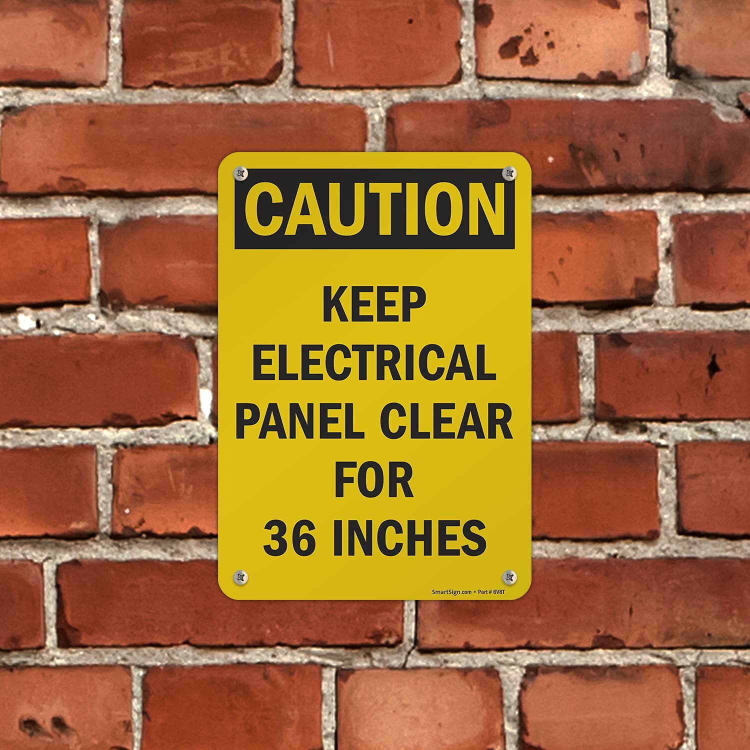 10×7 inch Caution Sign Keep Electric Panel Area Clear For 36 Inches Plastic