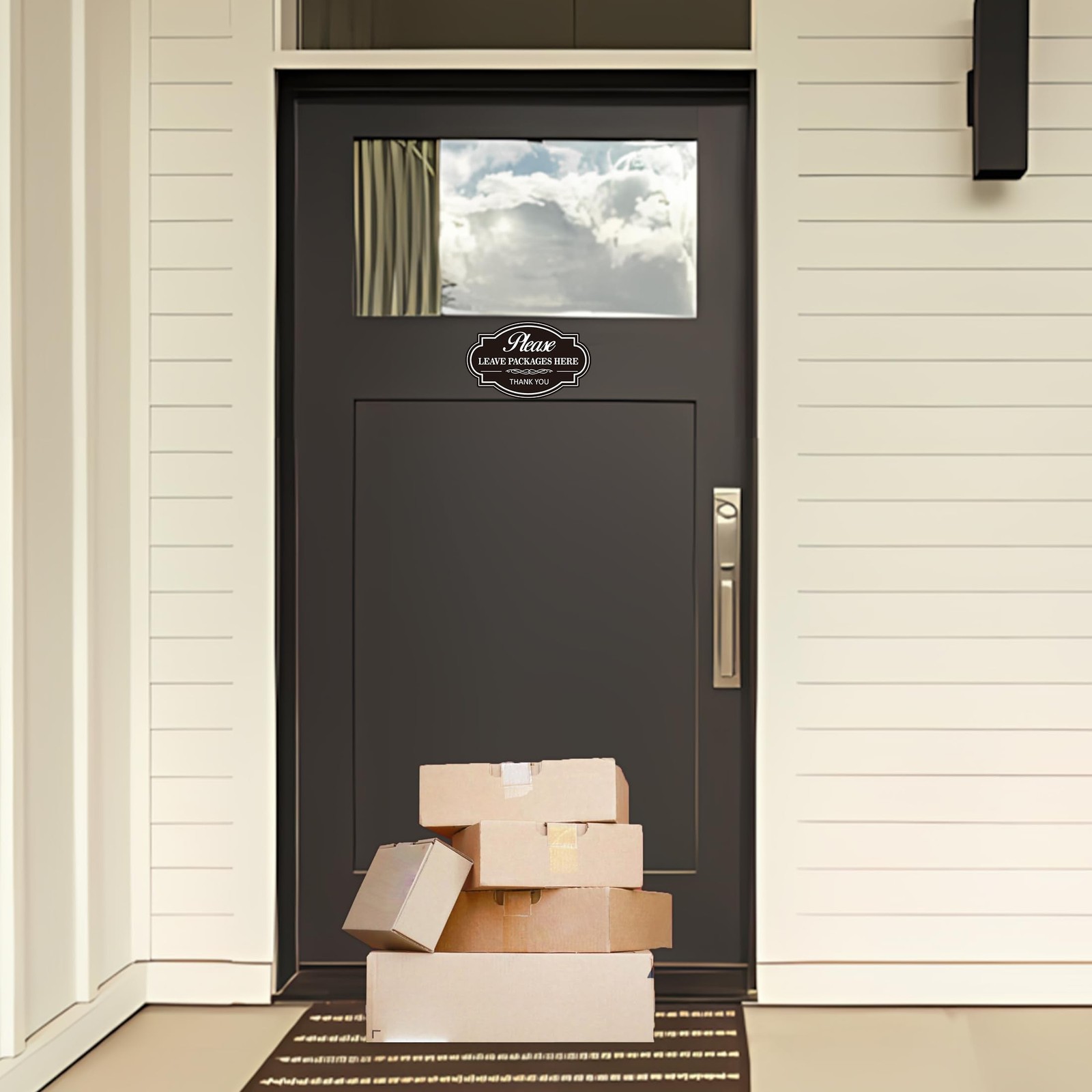 Please Leave Packages and Deliveries Here Sign，Self-Adhesive Waterproof V