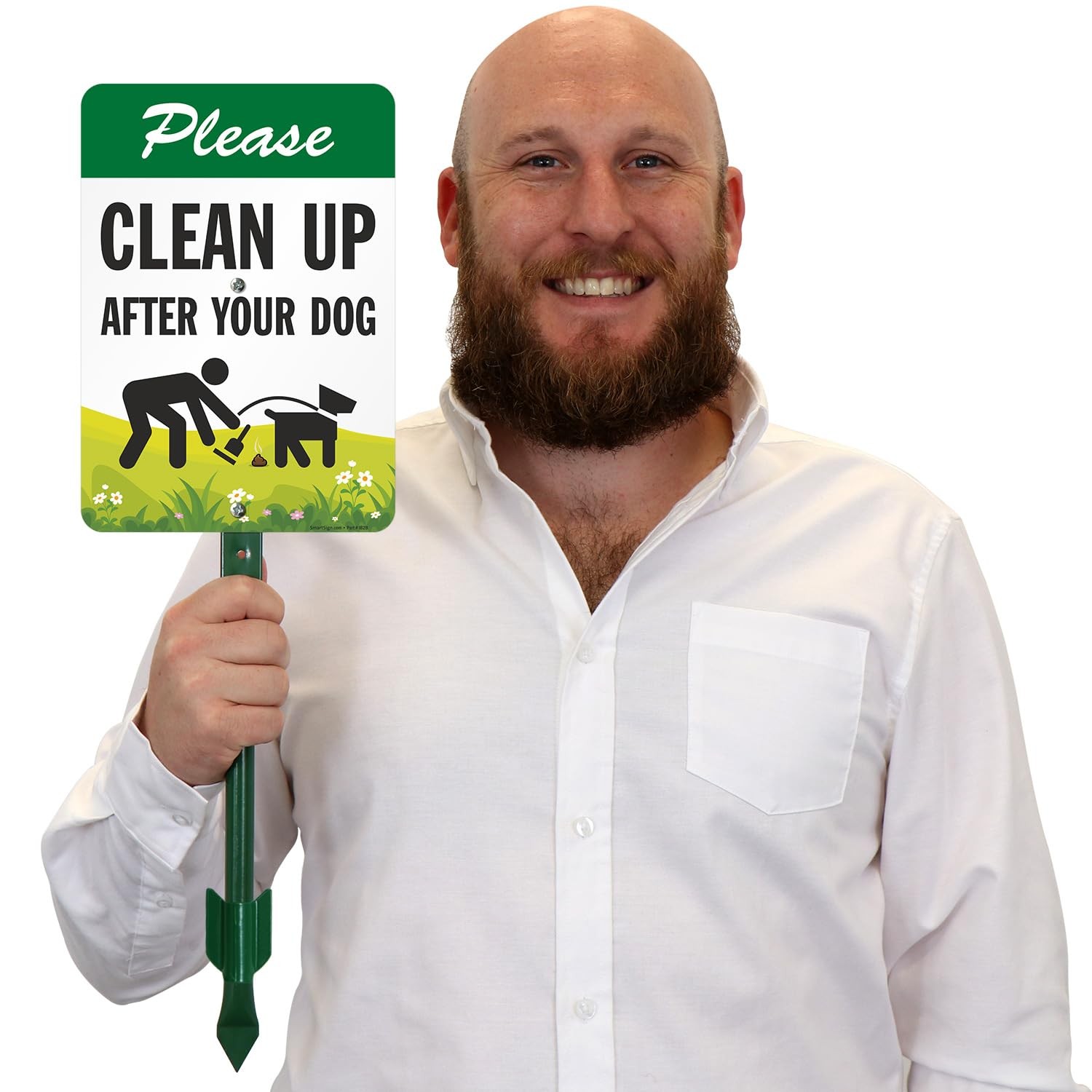 Please Clean Up After Your Dog Lawn Sign with Stake 10×7 Inches Aluminum