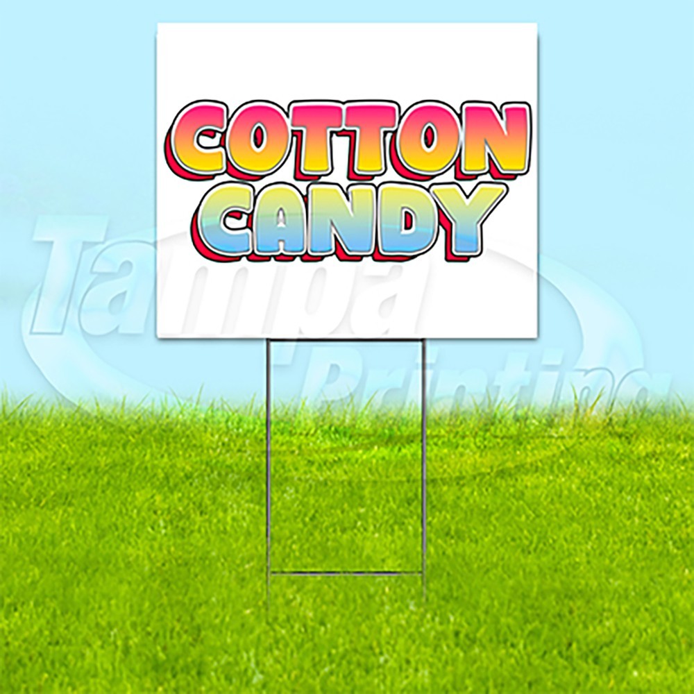 COTTON CANDY 18×24 Yard Sign Carnival Plastic Corrugated WITH STAKE USA YS00226
