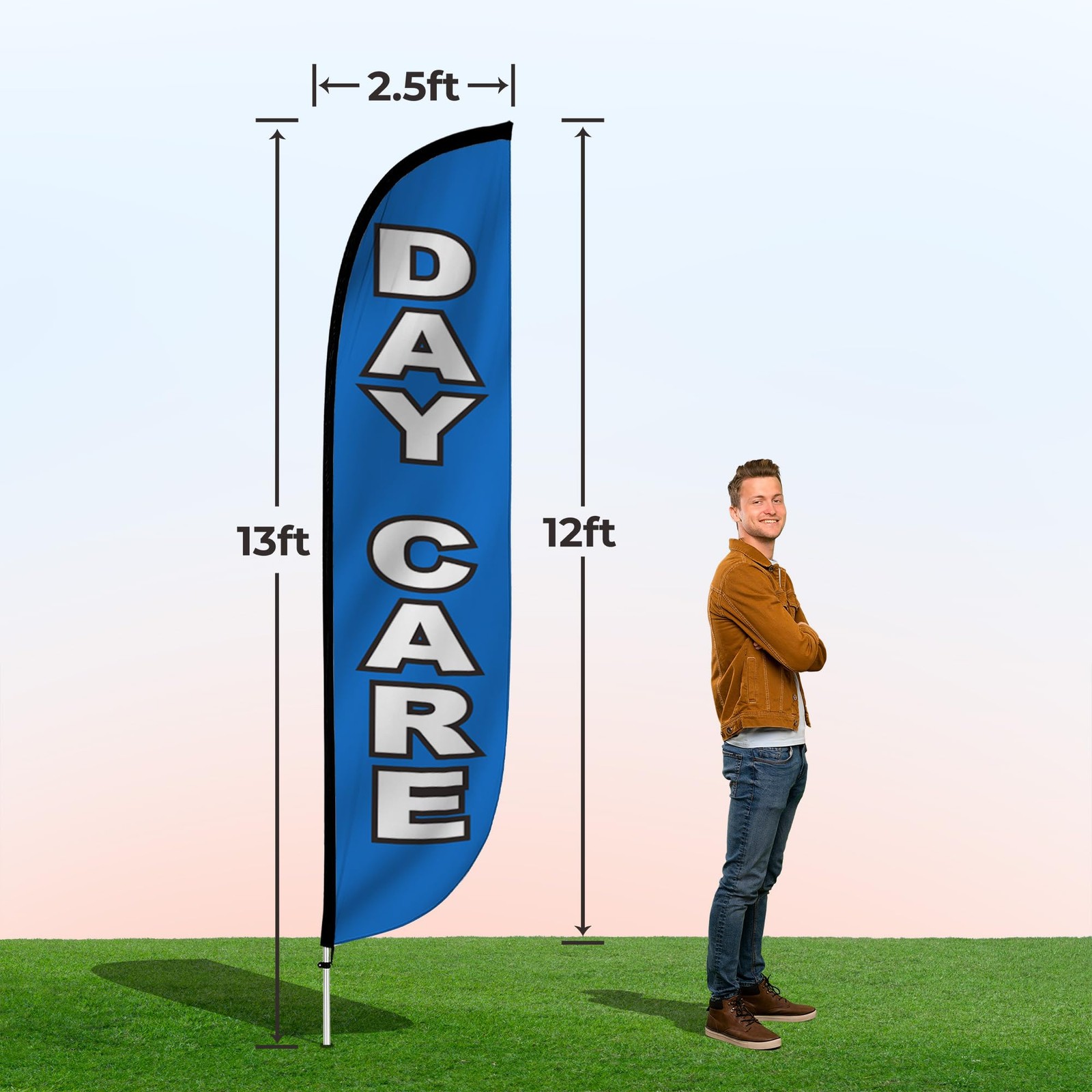Lookourway Feather Flag Pole Kit – 12 Feet Tall Advertising Flag Banner