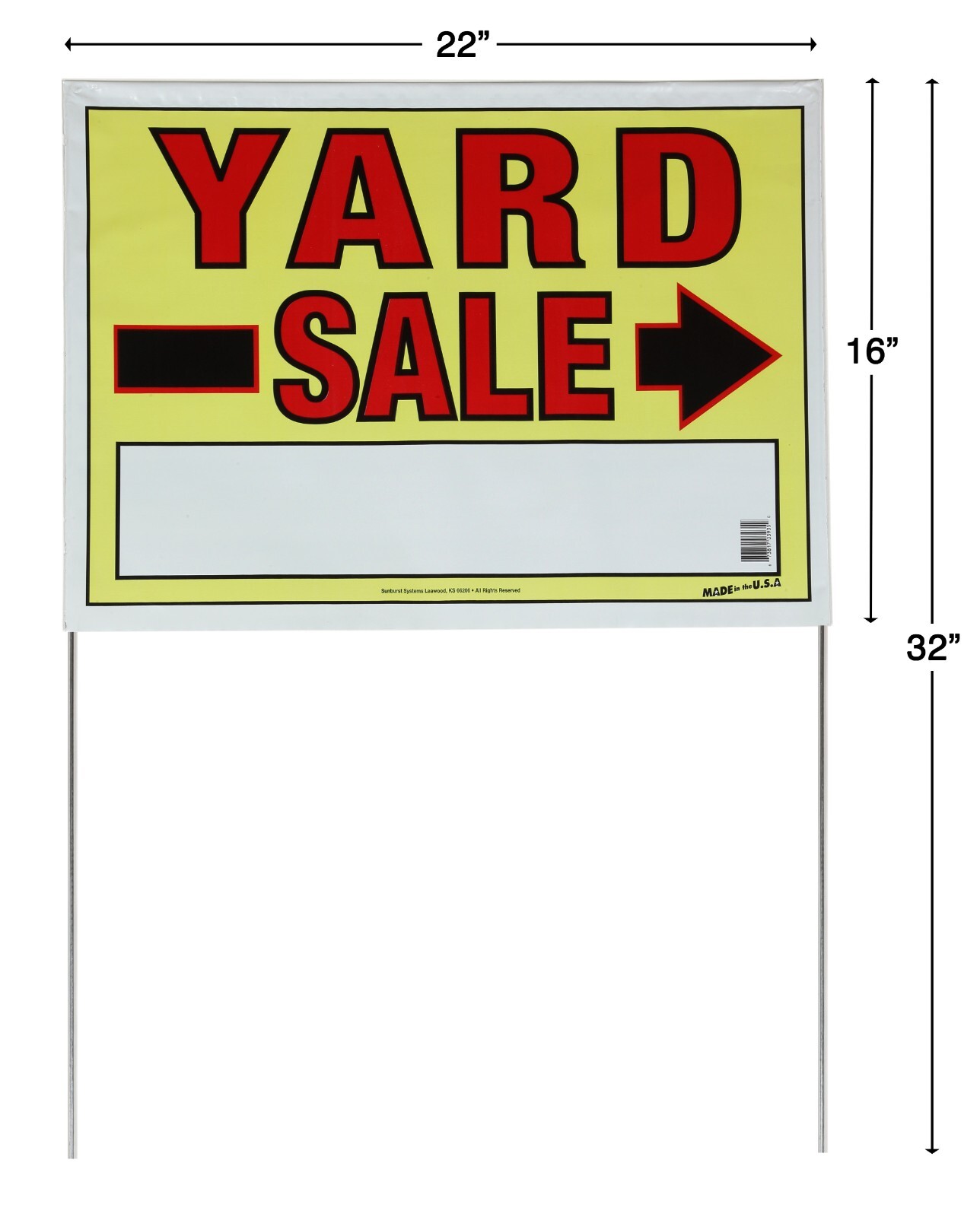 Yard Sale Sign W/ Stake, 22″ x 32″ Fully Assembled with Metal Stake, 10 pack