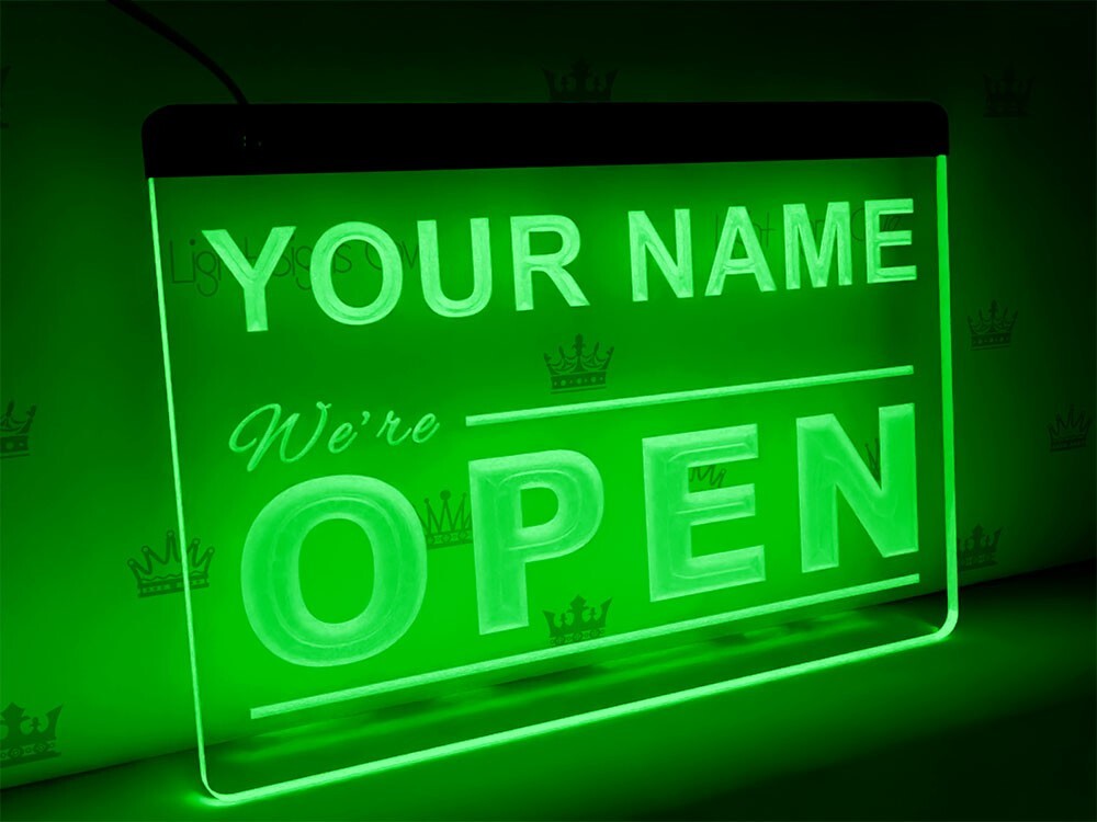 Personalized Open LED sign | Branded door sign with your business name