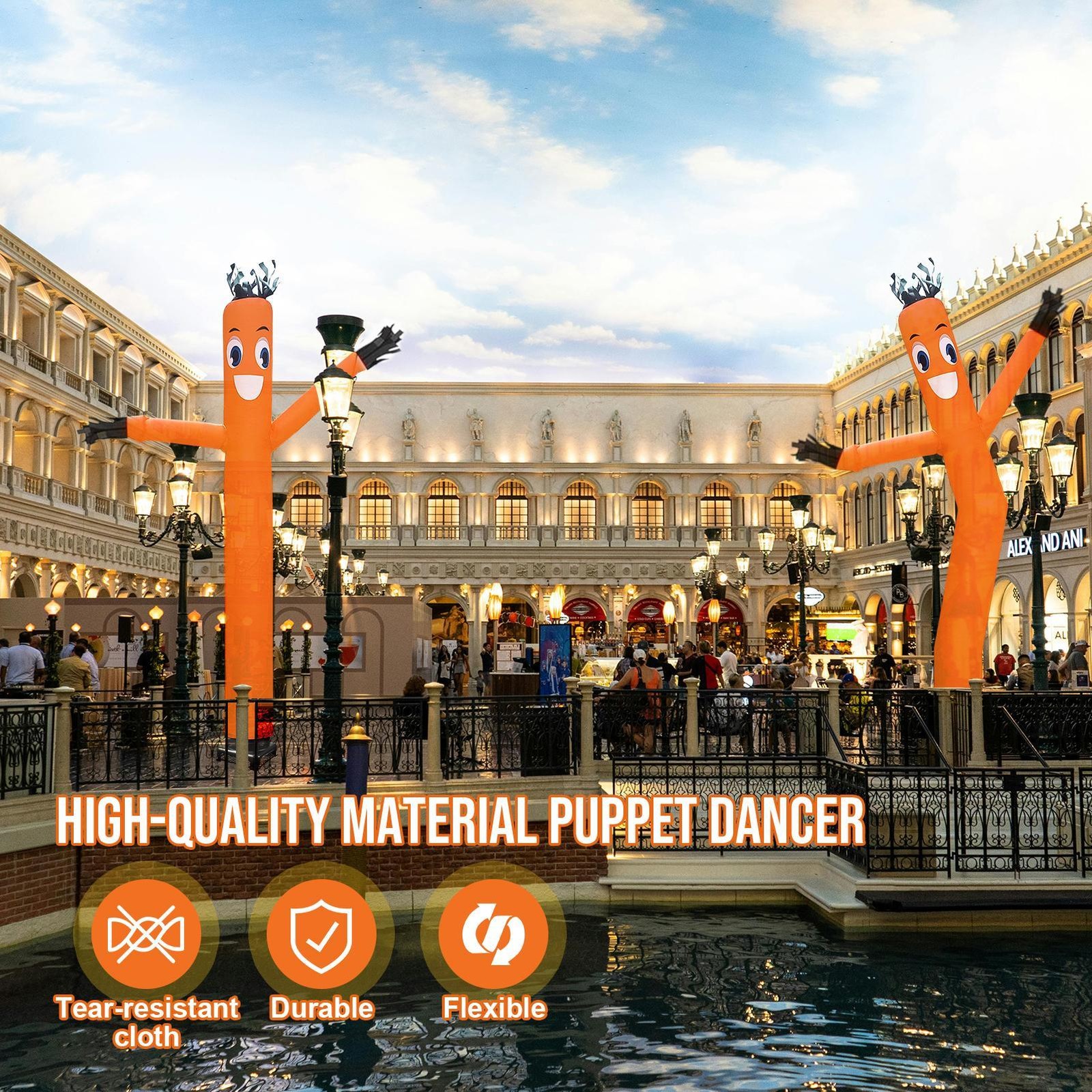 20ft Orange Inflatable Dancing Sky Puppet Tube Man with Blower for Events