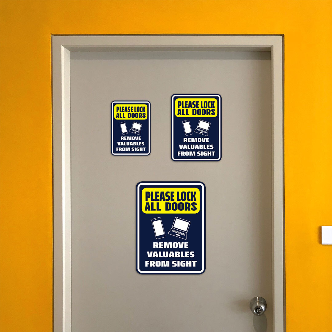 Portrait Round Plus Please Lock All Doors Remove Valuables From Sight Sign