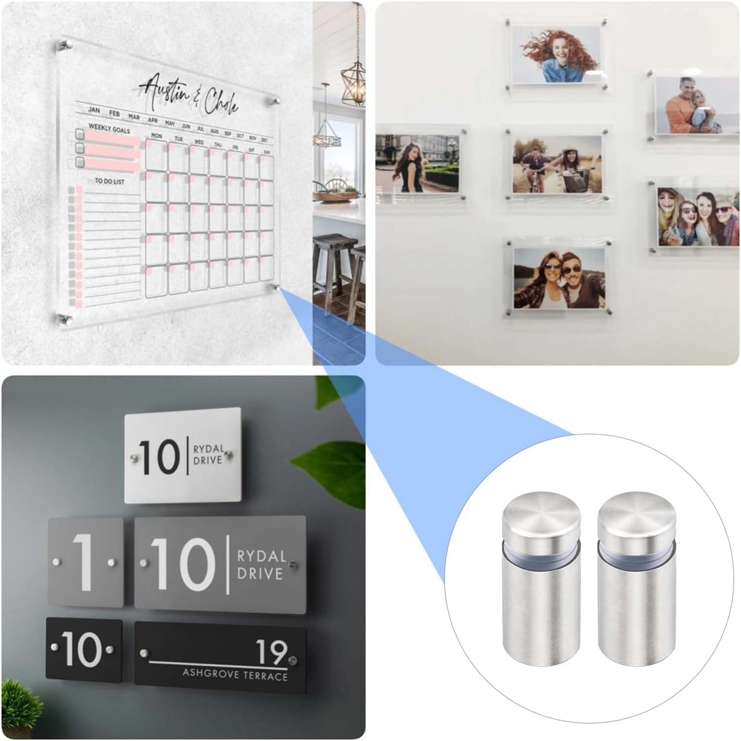 201 Stainless Steels Sign Supports Wall Mount Advertising Screw Standoff Fixings