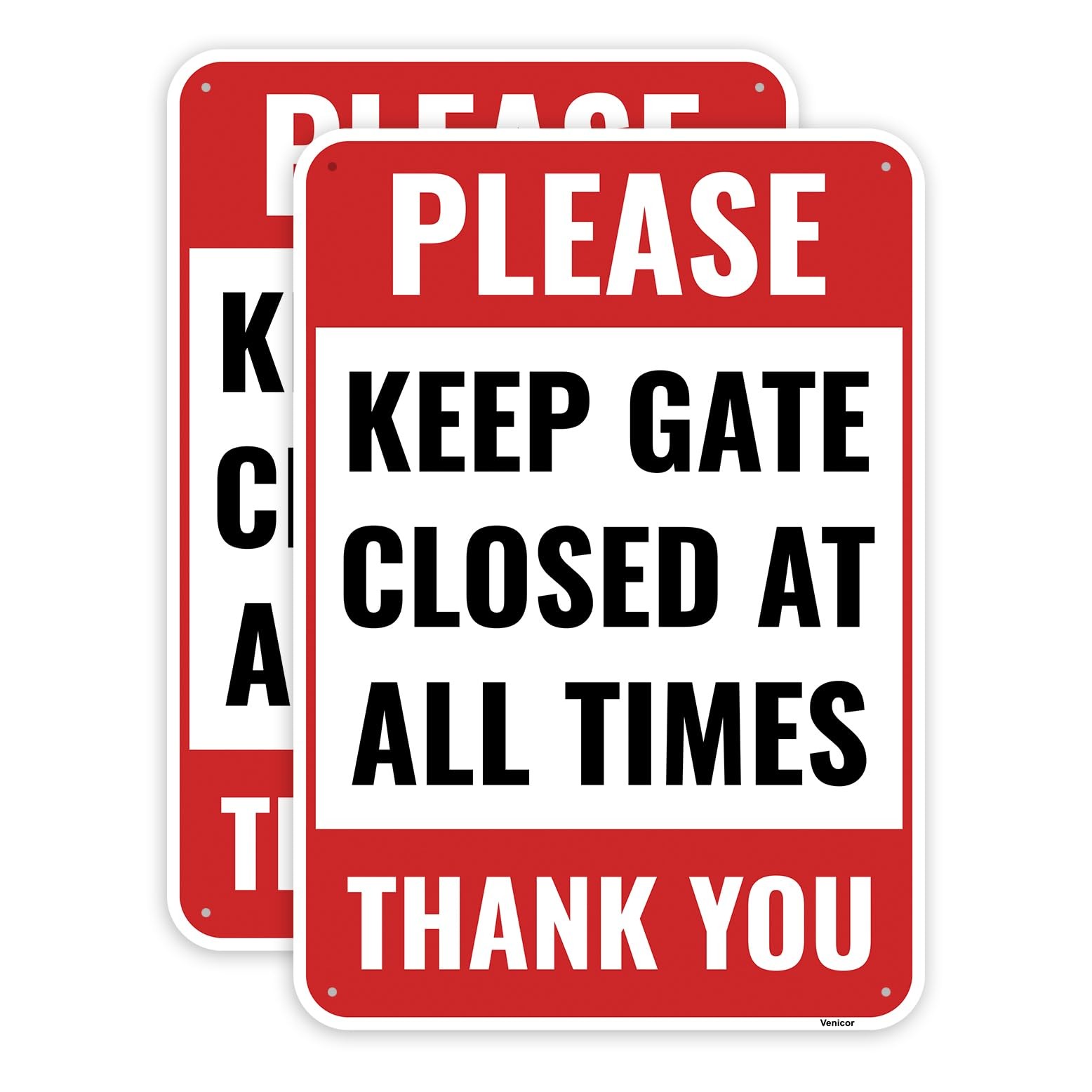 2PC Please Keep Gate Closed Sign, 10 x 7 Inches – Aluminum