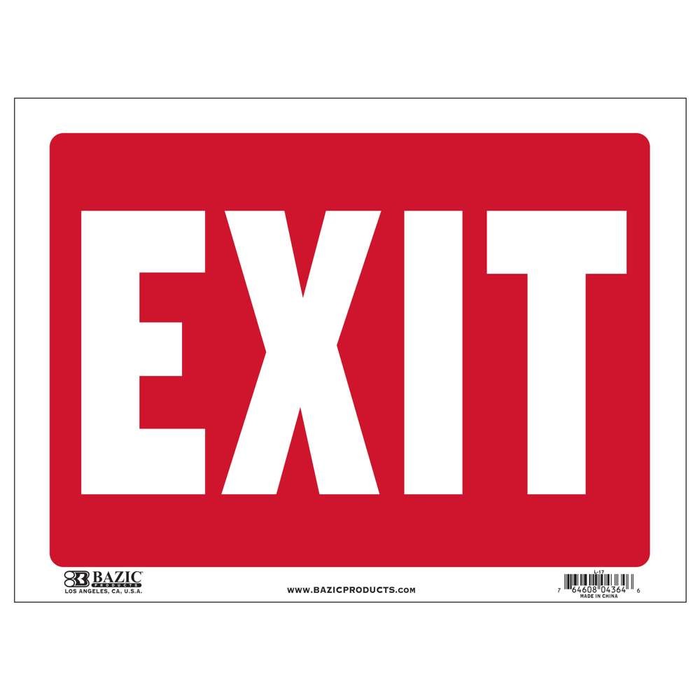 BAZIC 12″ x 16″ Exit Sign, pack of 24