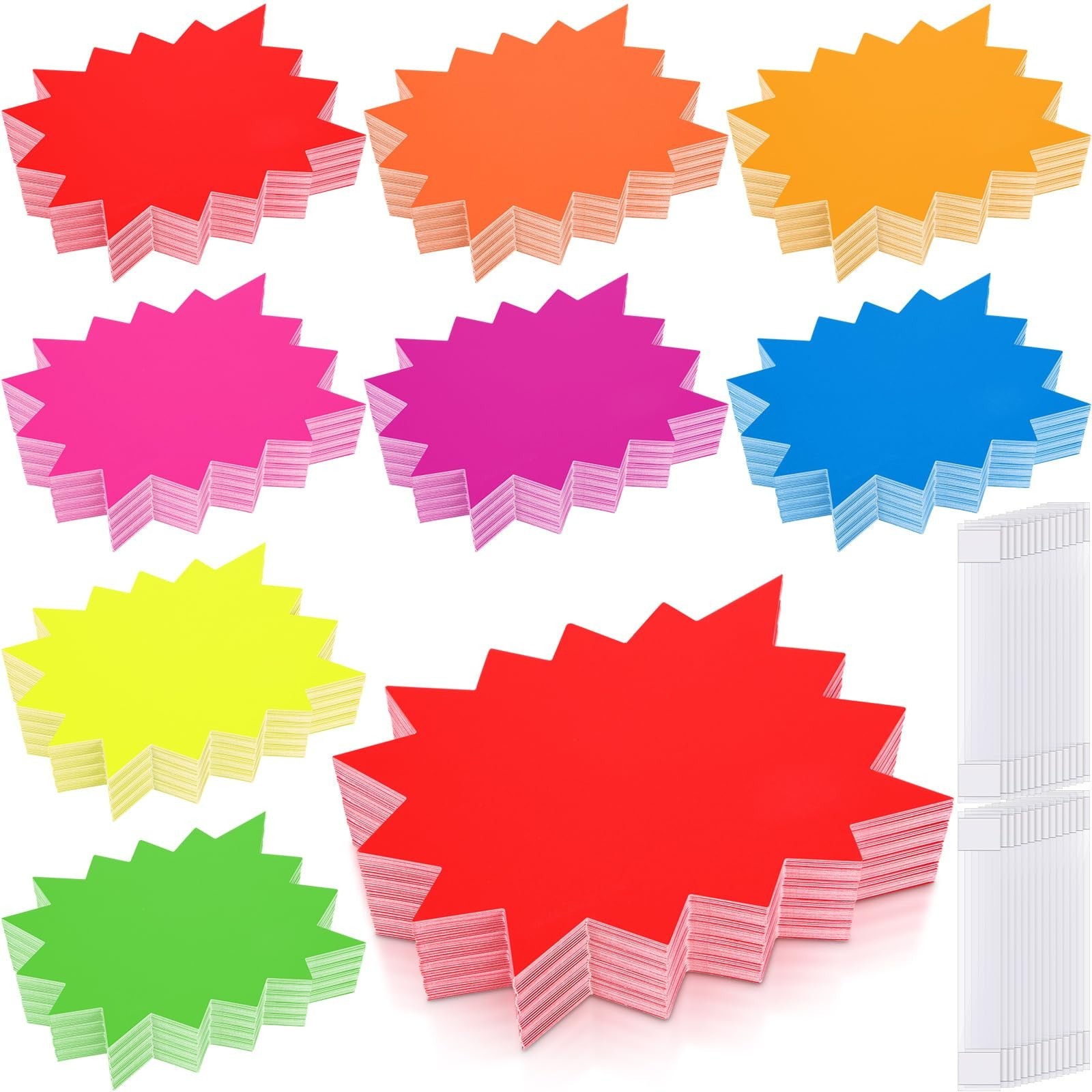 360 Pcs Neon Starburst Signs – 5″x6.7″ Colorful Cutouts for Retail & Yard Sale