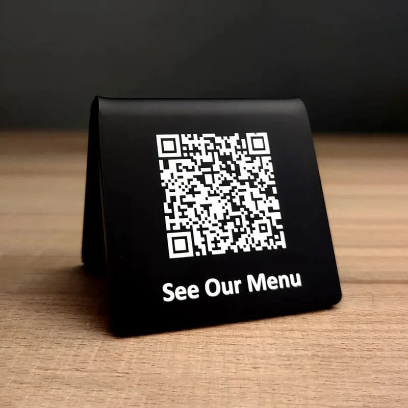 Crylic QR Menu Sign Touchless Menu Stand WiFi Connected QR Freestanding