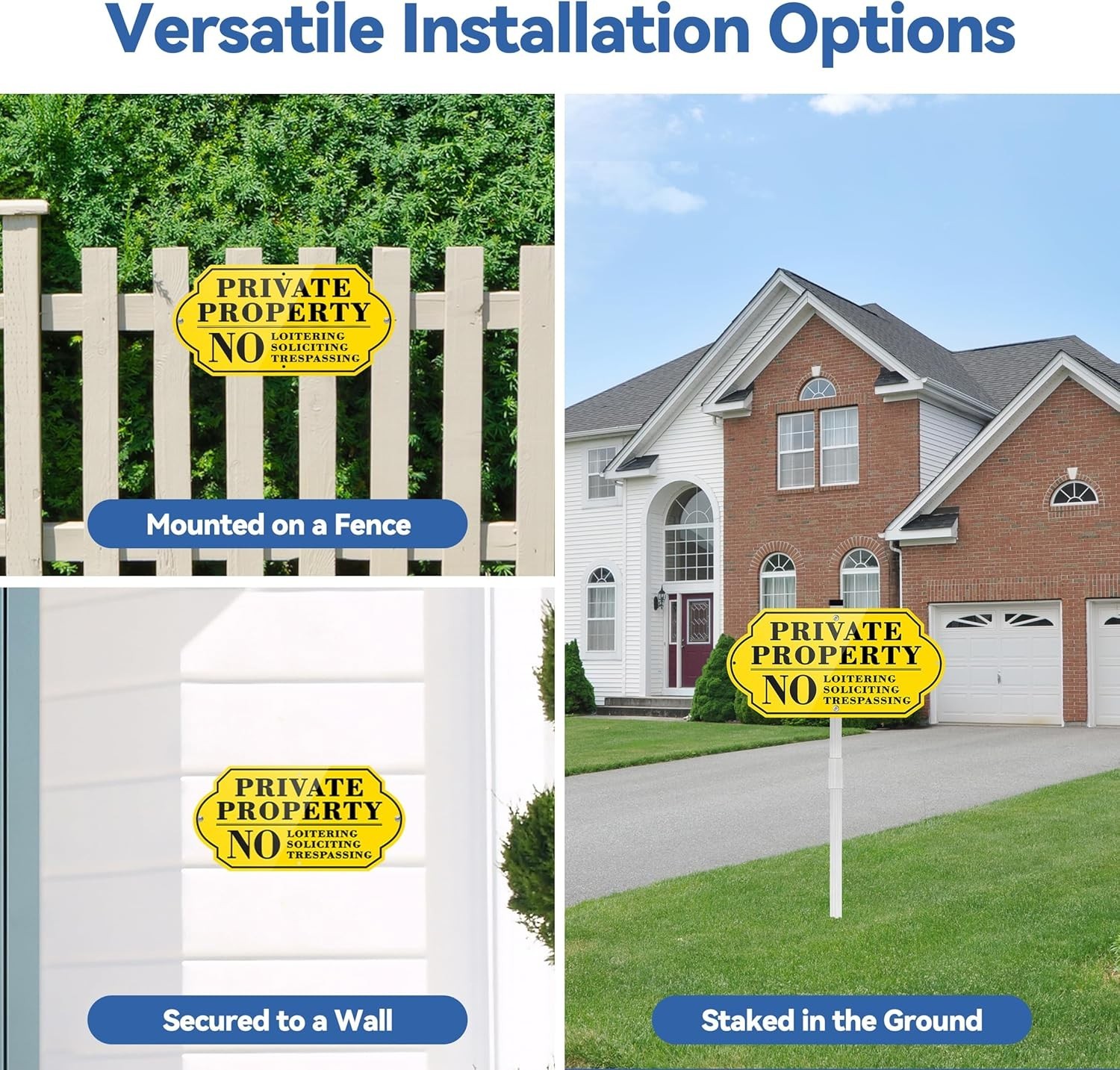 Private Property Shield Sign No Soliciting Loitering Tre Shield Sign With Stake