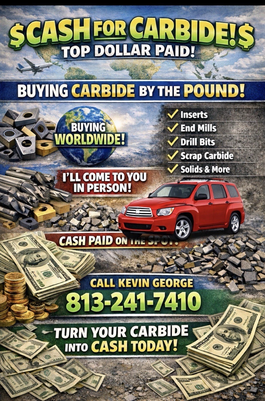 Multi-Color Double-Sided Hanging Promotional Banner for Cash for Carbide