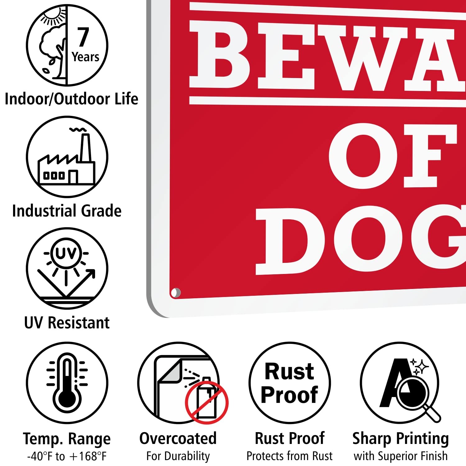 Beware Of Dogs Metal Warning Sign Durable Aluminum Home Security 7×10 Inch