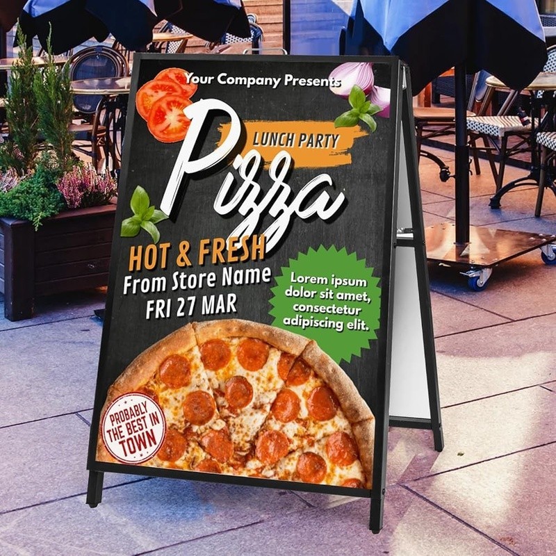 Foldable A Frame Sidewalk Sign Double Sided Display Portable Outdoor Advertising