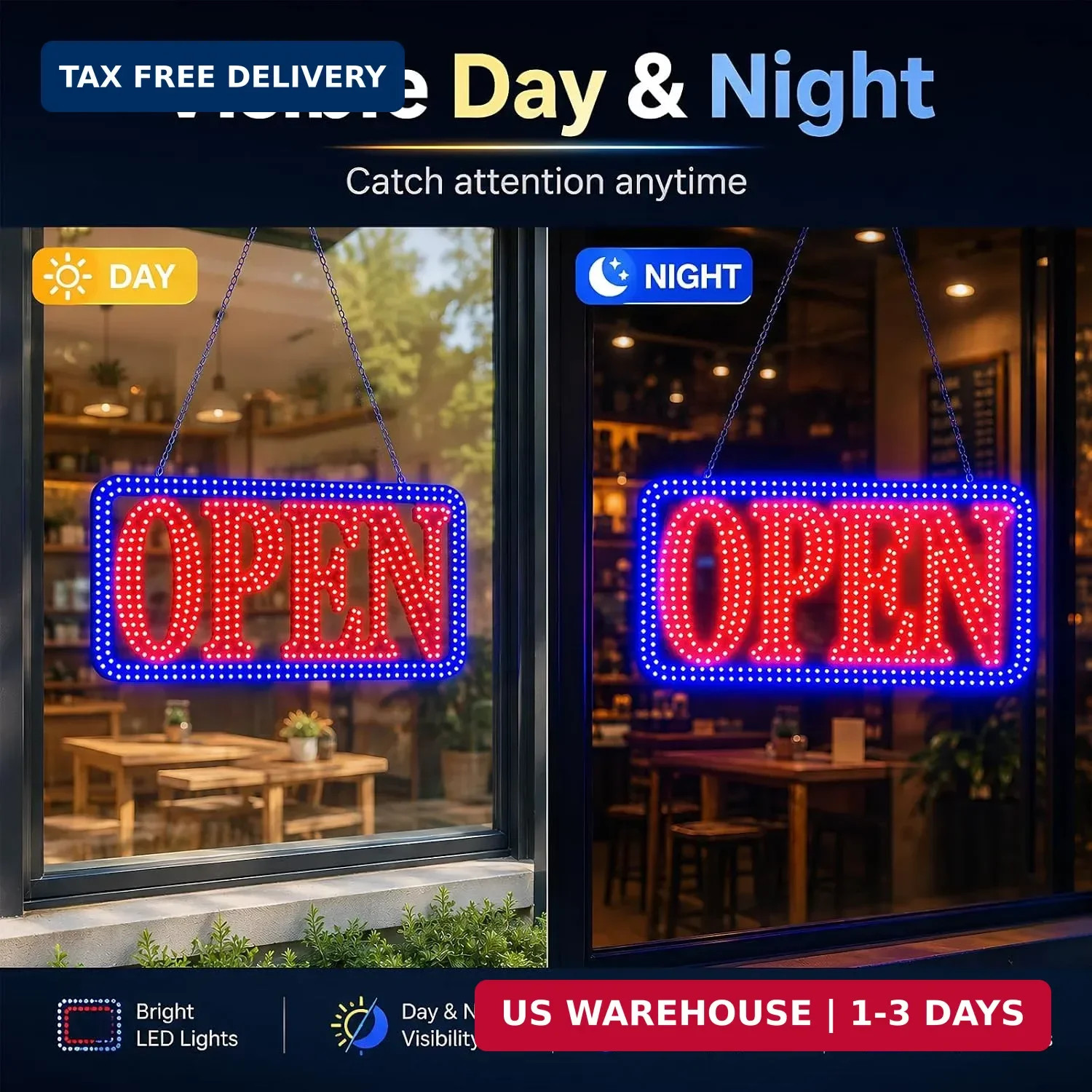 LED Open Signs for Business, High-Brightness Open Sign with Remote Control, 16.5