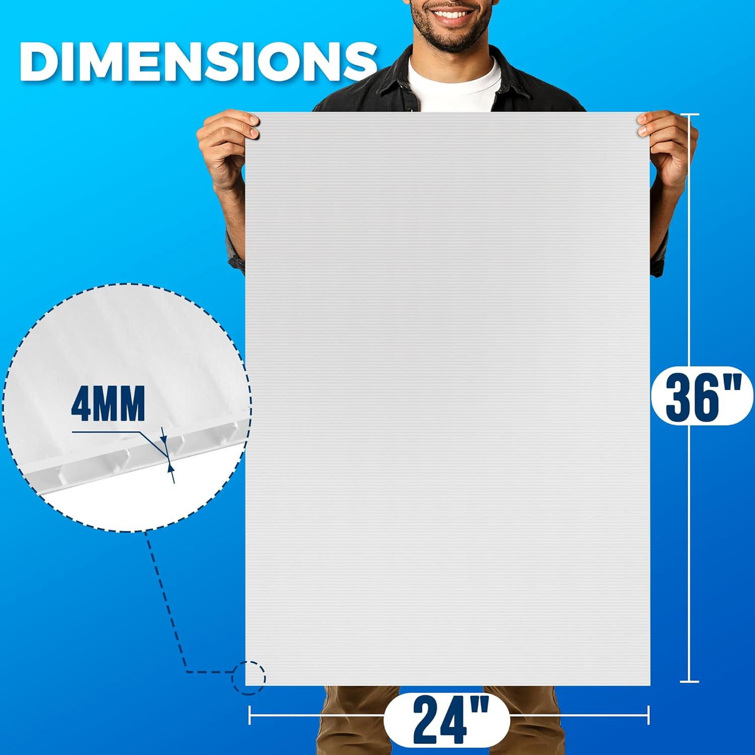10-Pack Poster Board 24X36 Corrugated Plastic Sheets – 4Mm, Extra Large Waterpro