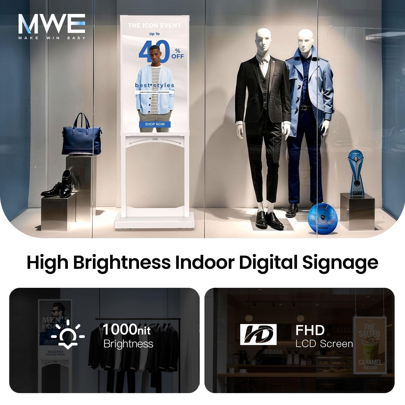 32 Inch Indoor Digital Signage Display 1000 Nits Window Advertising Display Kio