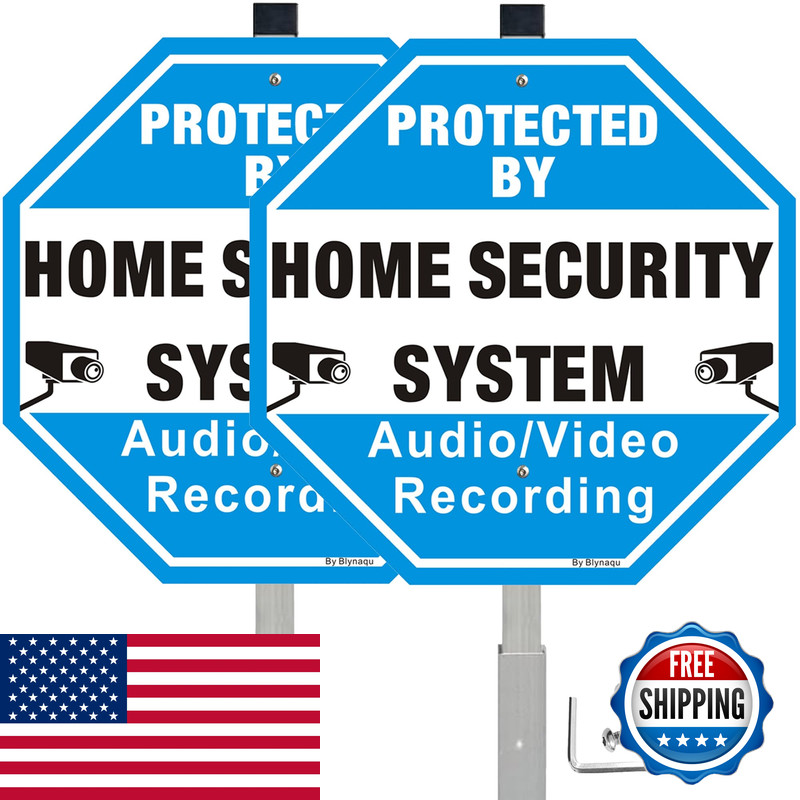 Blynaqu 2Pack Protected By Home Security System Signs 36 Alloy Stakes 12 X 12