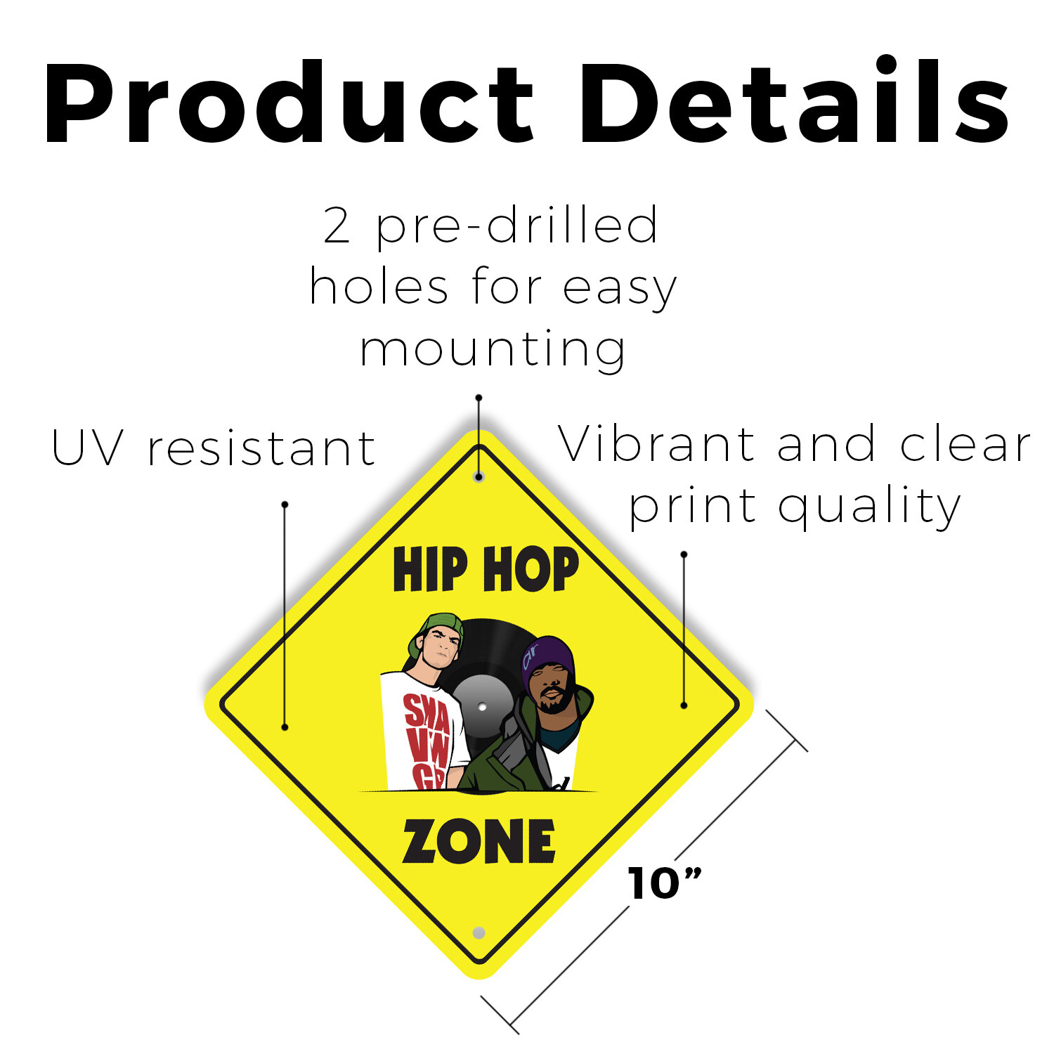 Hip Hop (3 Pack) Plastic Street Sign Crossing Warning Vintage Rustic Beware