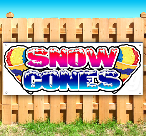 SNOW CONES Advertising Vinyl Banner Flag Sign FAIR CARNIVAL FOOD USA