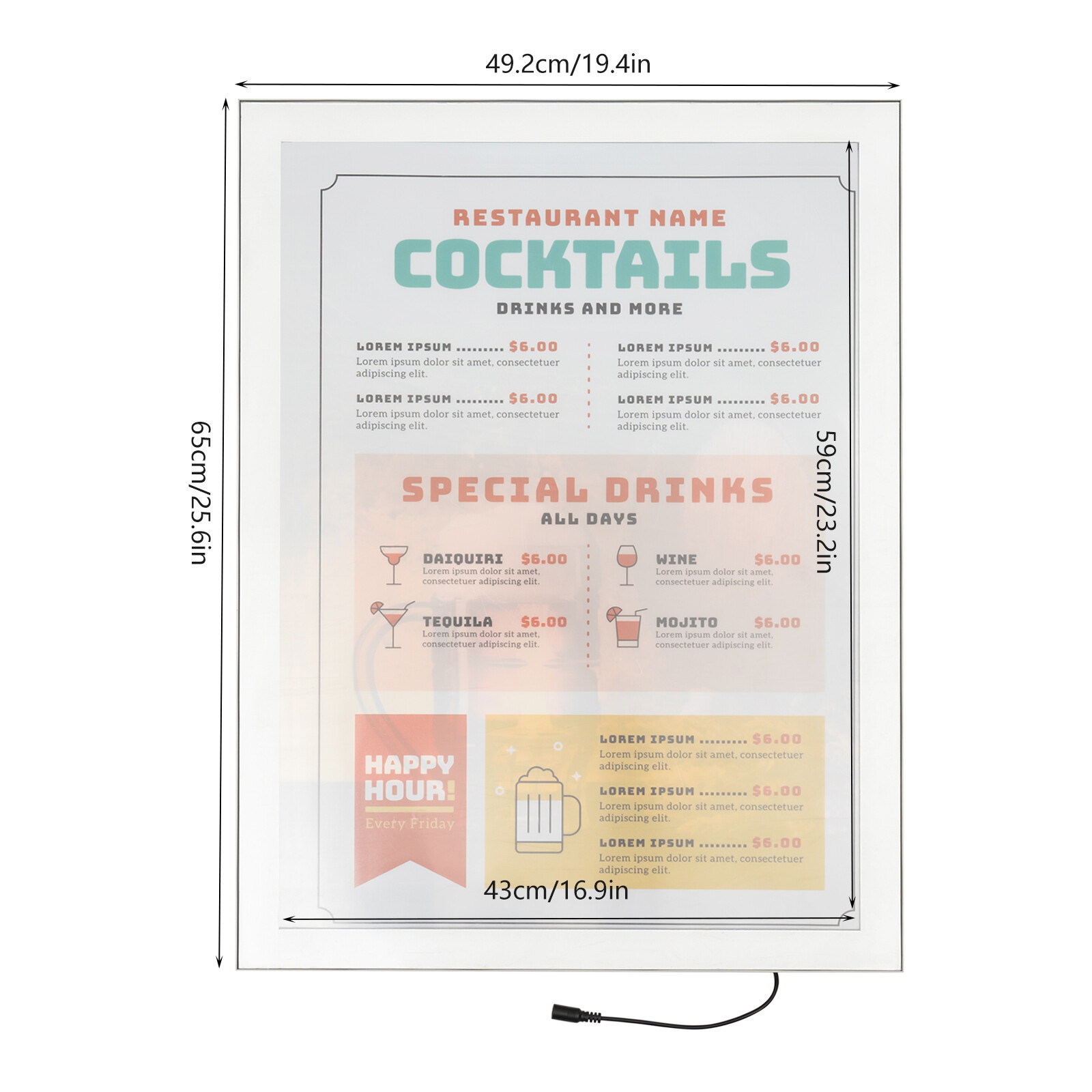 Movie Poster Frame LED Light Box Wall Mounted Menu Photo Sign Display Holder