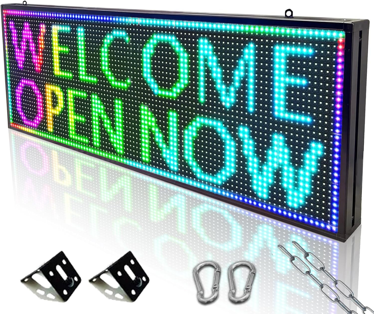 P10 Programmable Outdoor LED Sign, 39X14 Inch Wifi-Controlled Full Color Scrolli