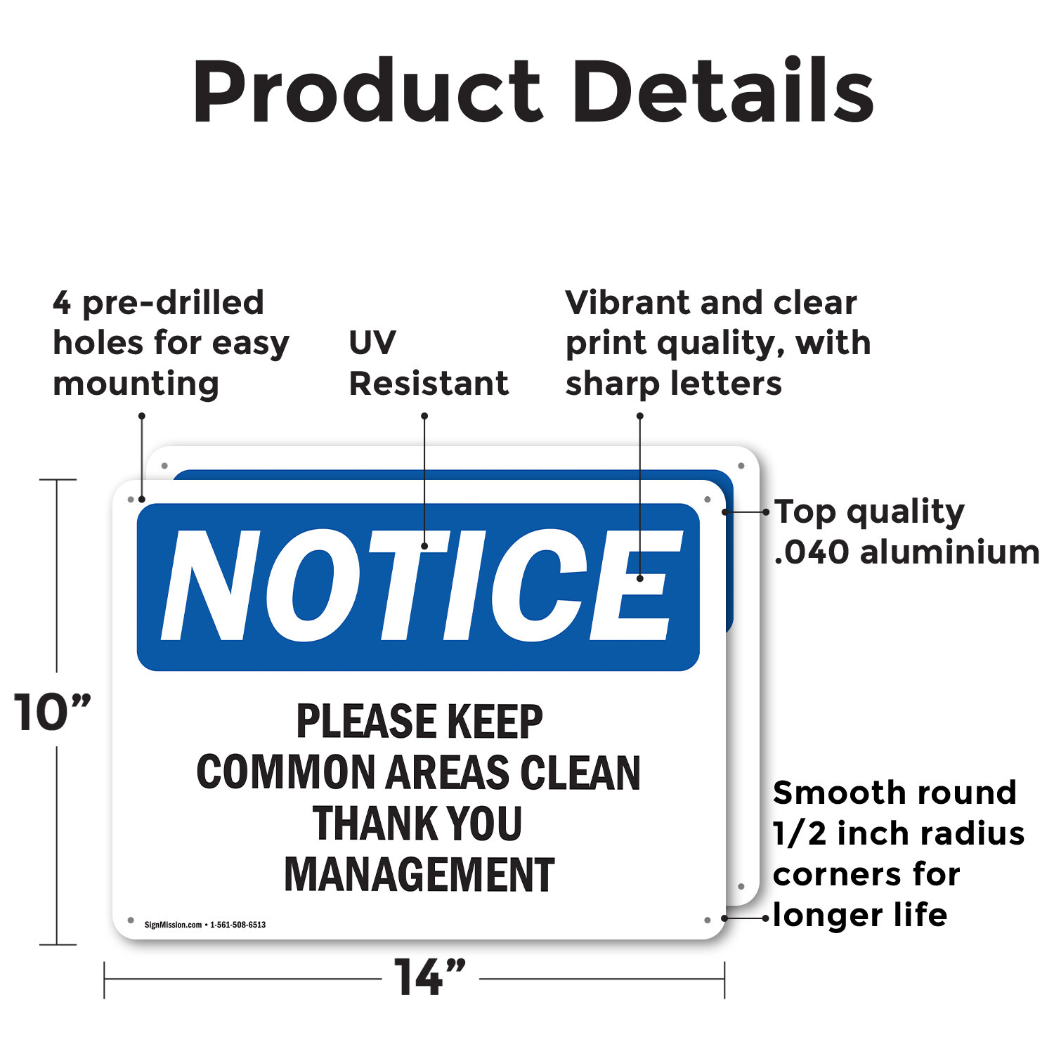 (2 Pack) Please Keep Common Areas Clear Thank You OSHA Notice Sign Decal Metal