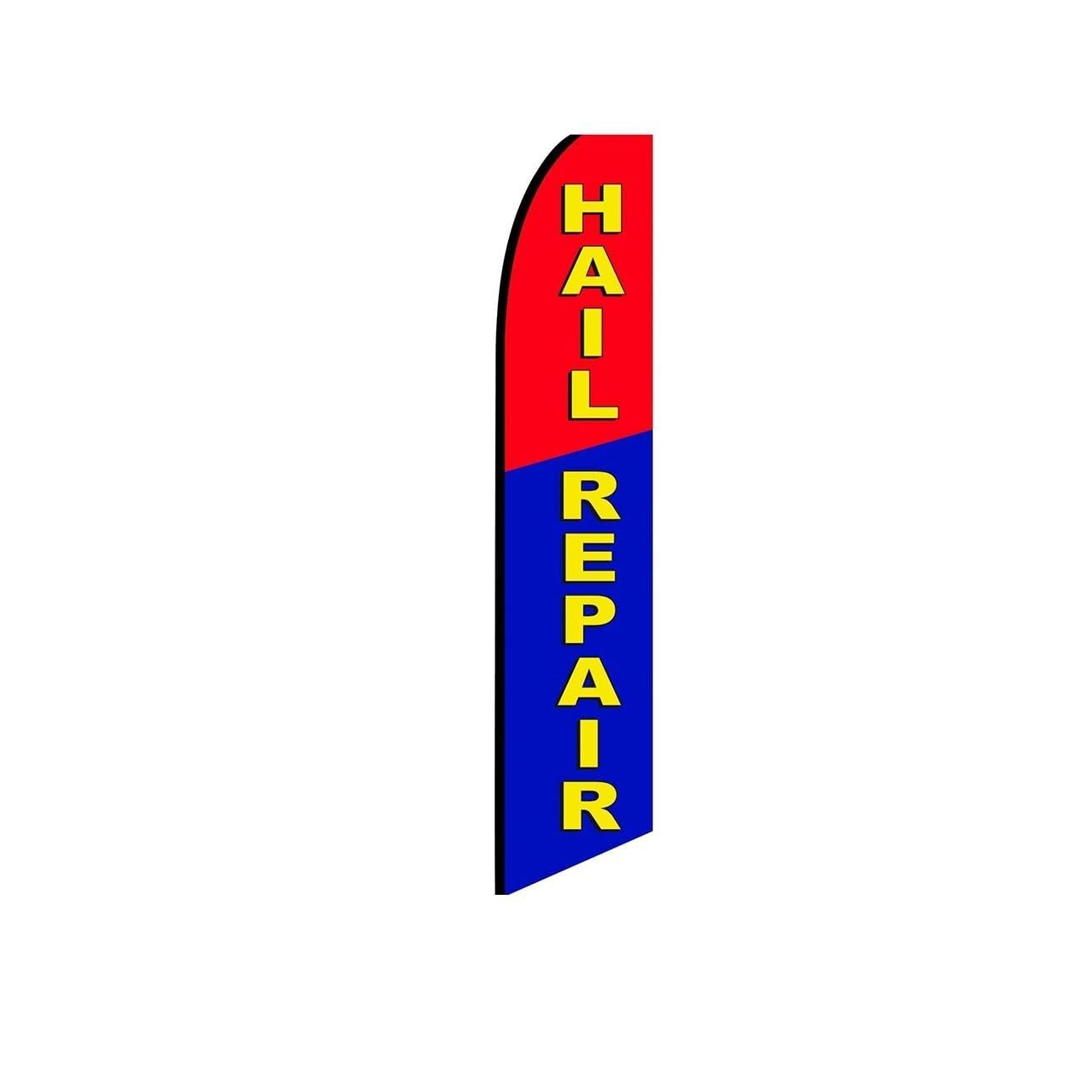 Hail Repair BlueRed Swooper Flutter Feather Flag | 3ft W x 11.5ft Tall