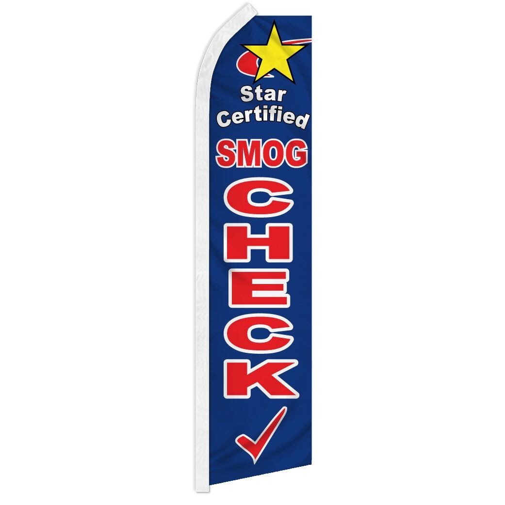 Star Smog Check Swooper Flutter Feather Flag Auto Services Business Flag