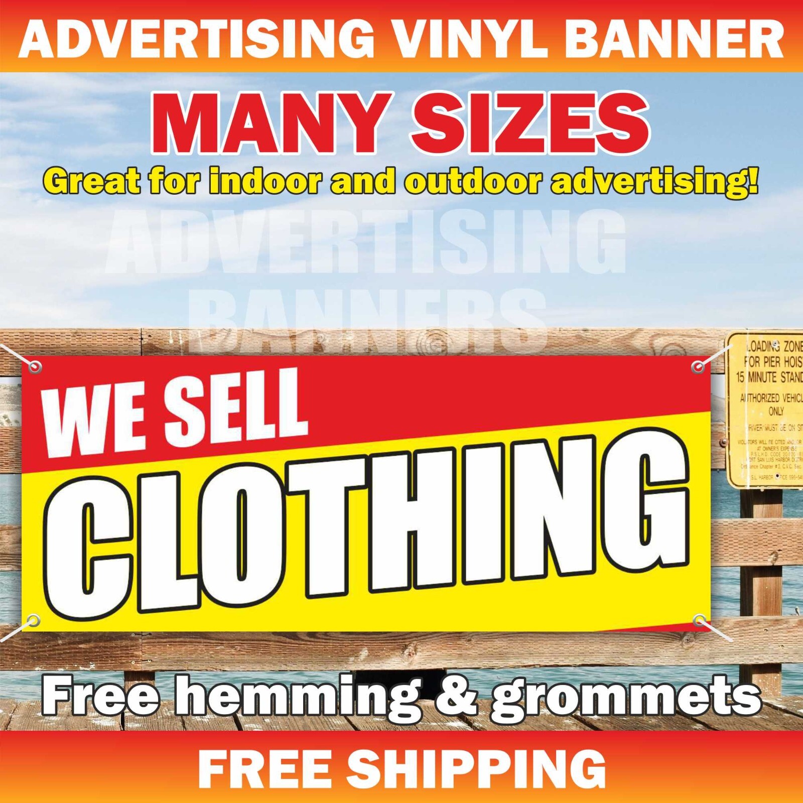 WE SELL CLOTHING Advertising Banner Vinyl Mesh Sign Shop Mall Retail
