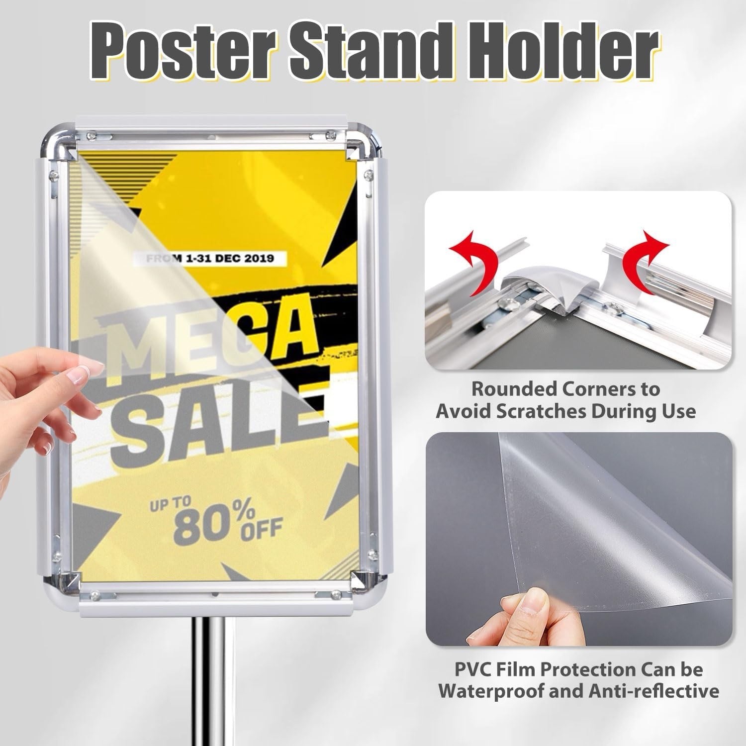 Heavy-Duty Pedestal Poster Sign Holder Floor Standing Outdoor and Indoor