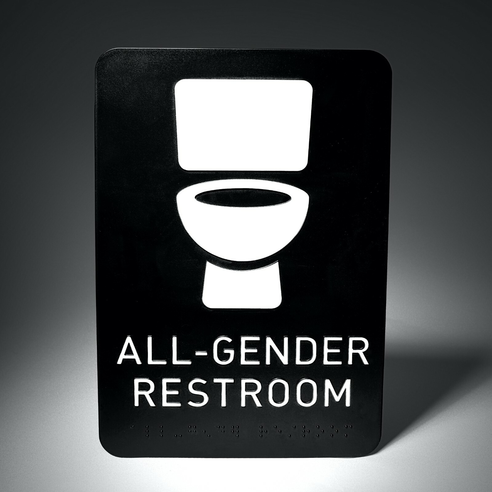 All Gender Restroom Sign • ADA certified braille toilet icon bathroom 
