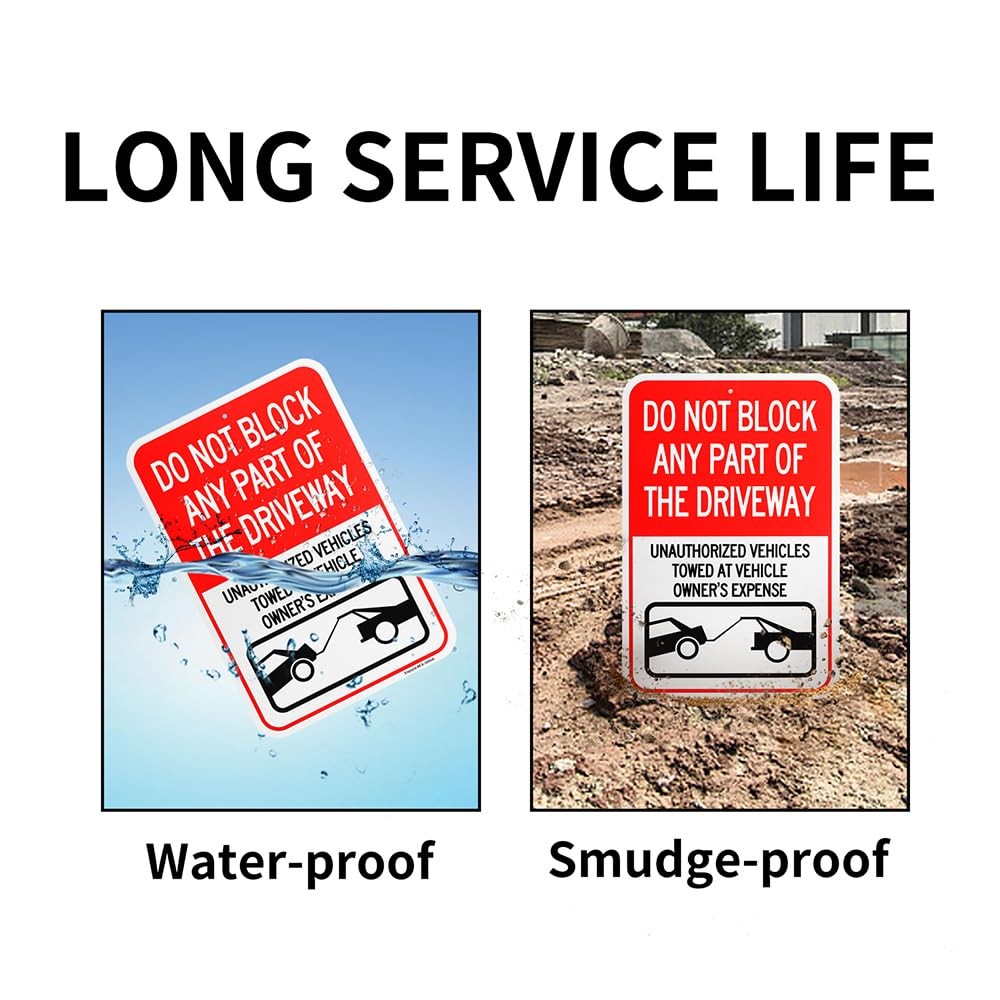 18×12 Inch Large Do Not Block Any Part Of The Driveway Unauthorized Vehicles