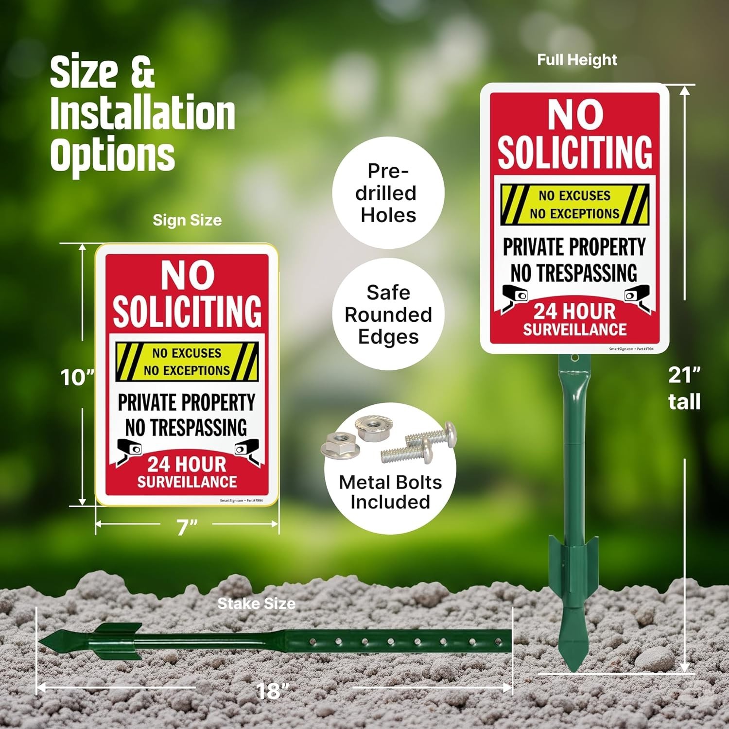 10″ x 7″ No Soliciting No Excuses – Private Property, No Trespassing, 24 Hour…