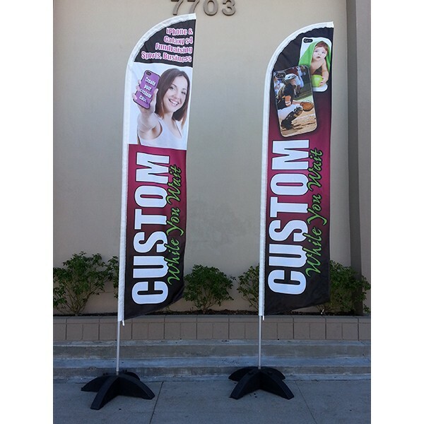 15ft Custom Single Sided Swooper Advertising Flag Feather Banner + Pole + Spike