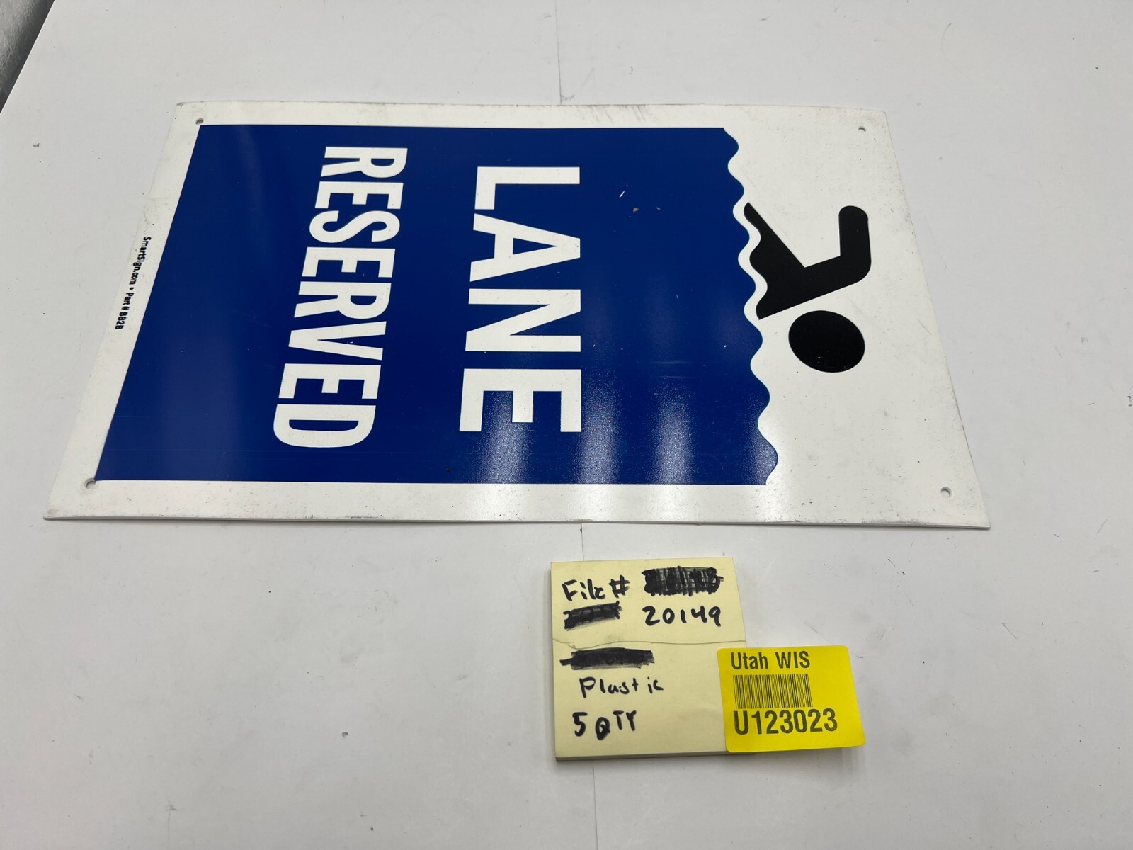 QTY 5 SmartSign “Lap Lane” Two-Sided Standing Floor Sign Swimming Symbol BB2B