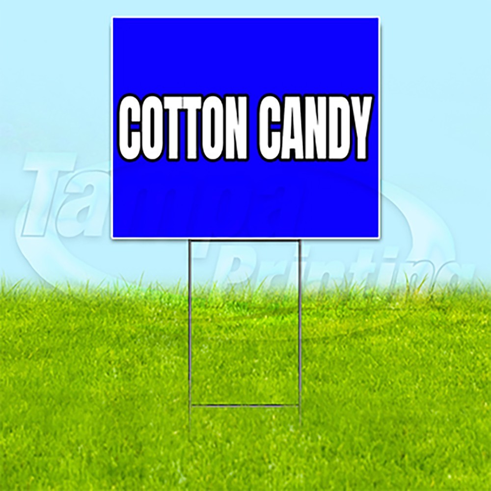 COTTON CANDY 18×24 Yard Sign Carnival Plastic Corrugated WITH STAKE USA YS00254