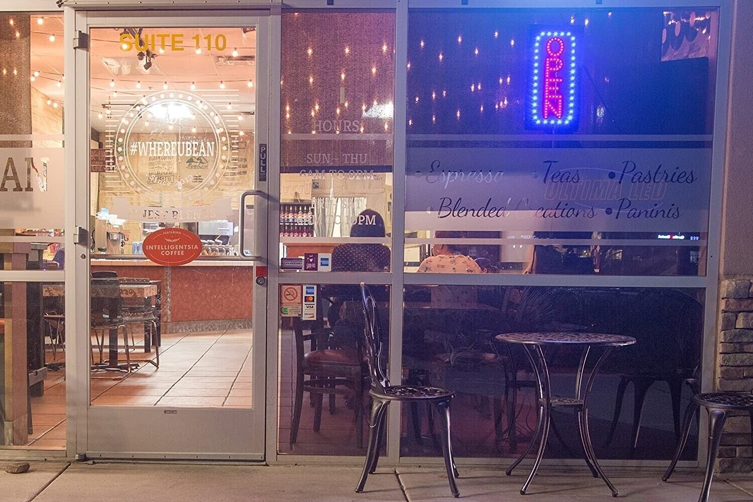 Letreo De Neon Open De 19 x 10 Pulgadas Para Negocio Tienda Restaurante Cafe Bar