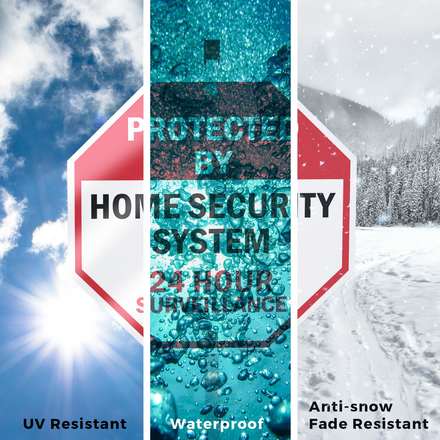 Protected By Home Security System Octagon Sign With Stake Weather Resistant