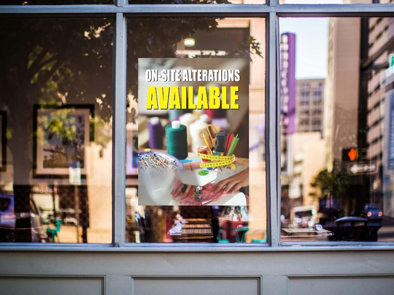 Alterations Available | Retail Window Display Sign | 18″W x 24″H