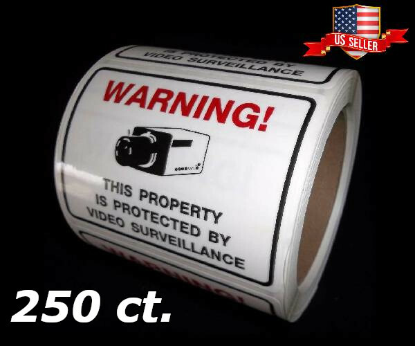 WHOLESALE BULK SECURITY VIDEO CAMERA WARNING STICKER LOT FOR HOME PARTY STORE