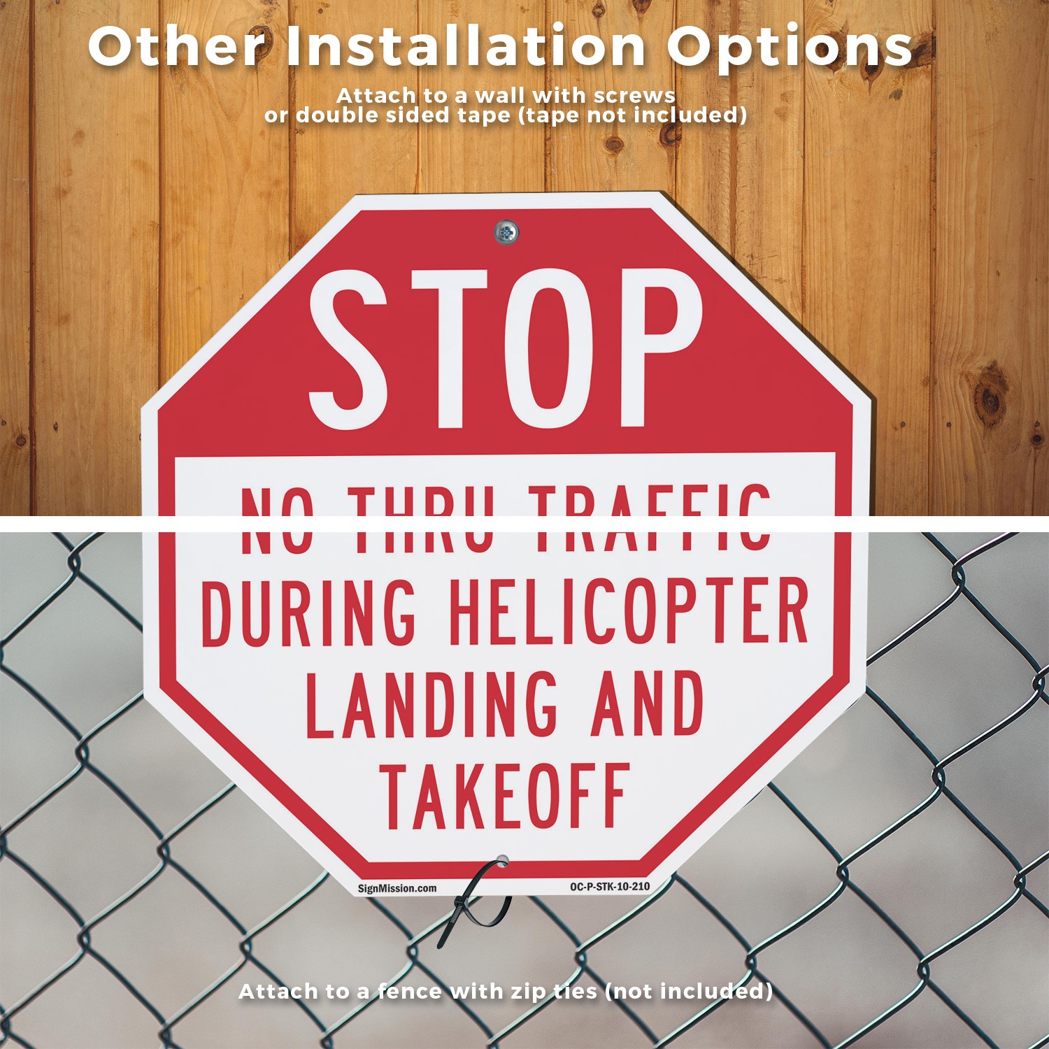 Stop No Thru Traffic During Helic Octagon Sign With Stake Weather Resistant